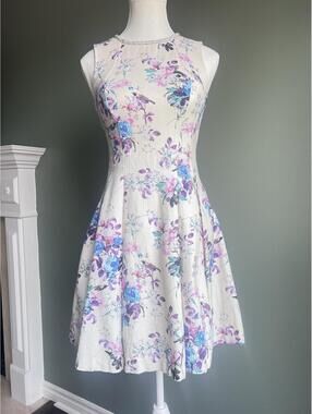 Oasis Floral Sleeveless Dress Women Size XS (4) 100% Cotton